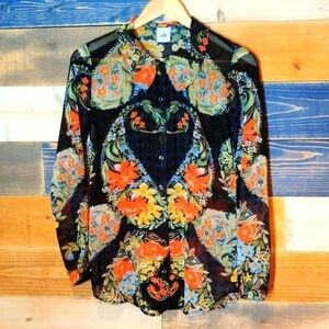 Cabi XS floral button down shirt